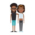 Cool afro couple icon, flat design