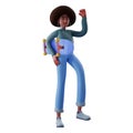 Cool Afro Girl 3D Cartoon Picture playing a skateboard