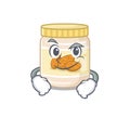 Cool almond butter mascot character with Smirking face