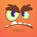 Cool angry cartoon monster face. Vector Halloween red monster avatar. Royalty Free Stock Photo