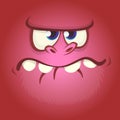 Cool angry cartoon monster face. Vector Halloween red monster avatar. Royalty Free Stock Photo