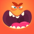 Cool angry monster screaming. Cartoon vector illustration. Big set of monster faces