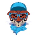 Cool animal with fashion accesories head blue lines