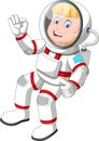 Cool Astronaut Man In White Red Suit Uniform Cartoon