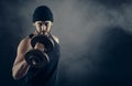 Cool attractive man lifting weights Royalty Free Stock Photo