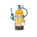 Cool automotive oxygen cylinder in cartoon character style