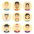 Cool avatars different nations people portraits ethnicity different skin tones ethnic affiliation and hair styles vector