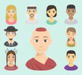 Cool avatars different nations people portraits ethnicity different skin tones ethnic affiliation and hair styles vector