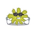 Cool bacterium cartoon character wearing expensive black glasses