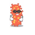 Cool bacteroides cartoon character wearing expensive black glasses