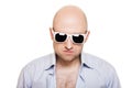 Cool bald head man in sunglasses