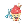 Cool Barber cherry ice cream mascot design style