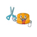 Cool Barber orange macaron mascot design style