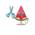 Cool Barber watermelon ice cream mascot design style