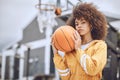 Cool basketball player with funky, confident and hipster attitude ready for game, fun or playing outdoor sports match Royalty Free Stock Photo