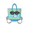 Cool beach bag cartoon character wearing expensive black glasses