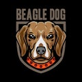 Cool beagle dog emblem logo vector icon illustration. Isolated on black background