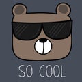 Cool Bear With Sunglasses Vector Illustration.