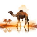 Cool and Beautiful Double Exposure Silhouette Camel Animal in Natural Habitat