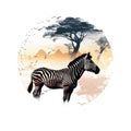 Cool and Beautiful Double Exposure Silhouette Zebra Animal in Natural Habitat Royalty Free Stock Photo