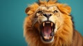 Cool beautiful lion holding and screaming. generative ai