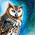 Cool owl illustration - ai generated image