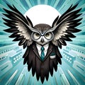 Cool owl illustration - ai generated image