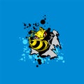 cool yellow bee, vector illustration combination can be re-edited Royalty Free Stock Photo