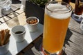 Cool beer and nuts in warm Summer