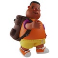 Cool Big Boy 3D Cartoon Character carrying a backpack Royalty Free Stock Photo