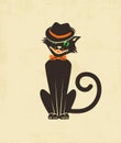 Cool Black Cat In A Fedora For Your Halloween Designs.