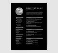 Cool black CV resume template design for a designer or programmer - vector minimalist