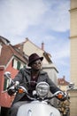 Cool black man riding a scooter Royalty Free Stock Photo