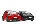 Cool black and red compact urban cars