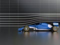 Cool blue formula racing car in wind tunnel