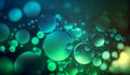 A cool blue and green gradient with circular bokeh lights, evoking a sense of calmness and serenity, Generative AI, illustration