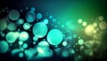 A cool blue and green gradient with circular bokeh lights, evoking a sense of calmness and serenity, Generative AI, illustration