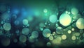 A cool blue and green gradient with circular bokeh lights, evoking a sense of calmness and serenity, Generative AI, illustration