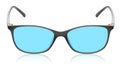 Cool blue lens glasses with plastic frame rim