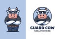 Cool Bodyguard Cow Cartoon Logo Design