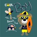 Cool boy on the beach funny animal cartoon Royalty Free Stock Photo