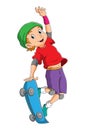 The cool boy is doing the attraction with the skateboard Royalty Free Stock Photo