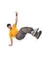 Cool breakdancer making out on white background Royalty Free Stock Photo