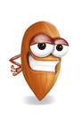 Cool brown almond cartoon character, sly eyes