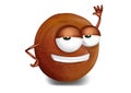 Cool brown, purple pluot cartoon character, sly eyes Royalty Free Stock Photo