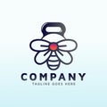 Cool bumble bee logo design with fitness icon Royalty Free Stock Photo