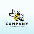 Cool bumble bee logo design with fitness icon Royalty Free Stock Photo