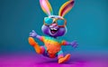 Cool bunny with sunglasses, colorful background.