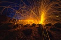 cool burning steel wool fire work photo experiments Royalty Free Stock Photo