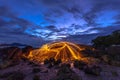 cool burning steel wool fire work photo experiments Royalty Free Stock Photo